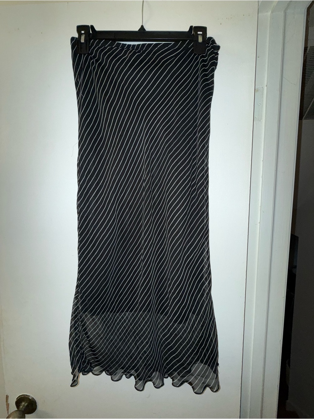 XOXO Black and white sheer pinstripped skirt mid length - Picture 1 of 3